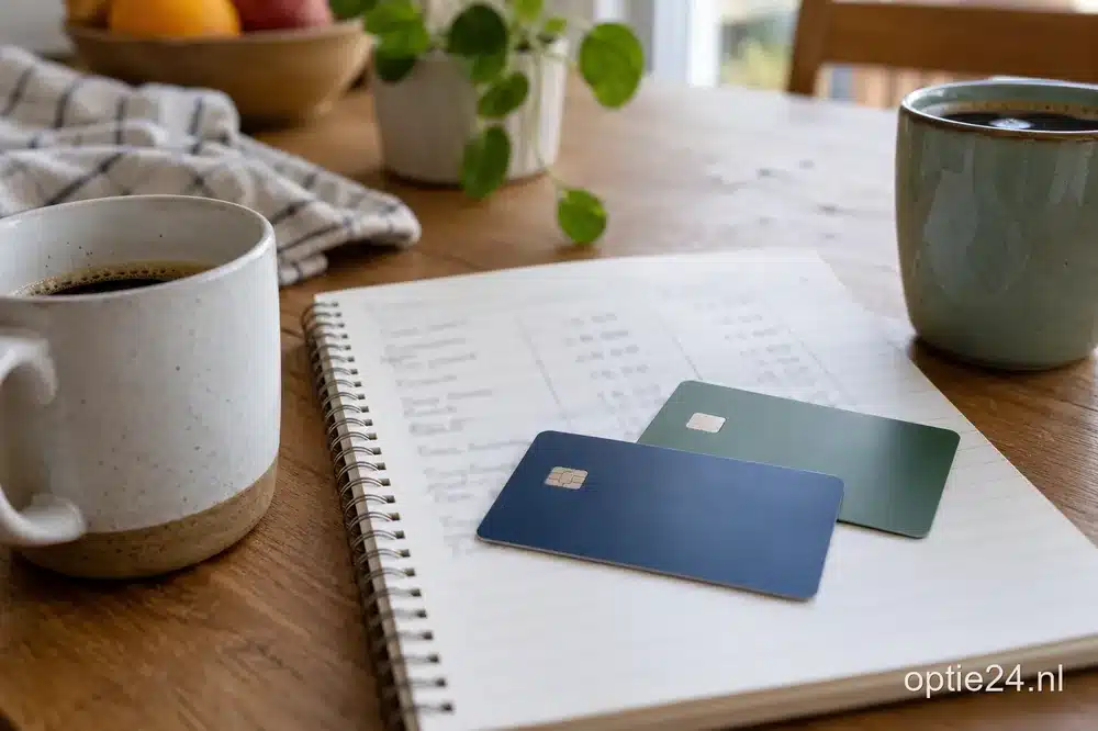Twee creditcards op een opengeslagen huishoudboekje